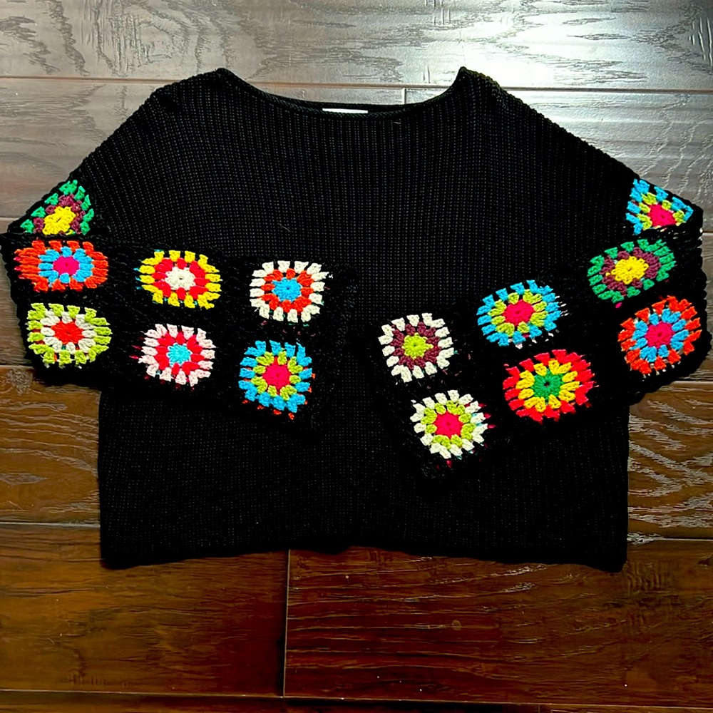 Crochet arm sweater